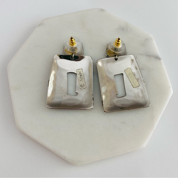 Edgar Berebi Enamel Dangle Stud Earrings Silver Tone Fish Man Peace Sign Heart - Picture 9 of 11